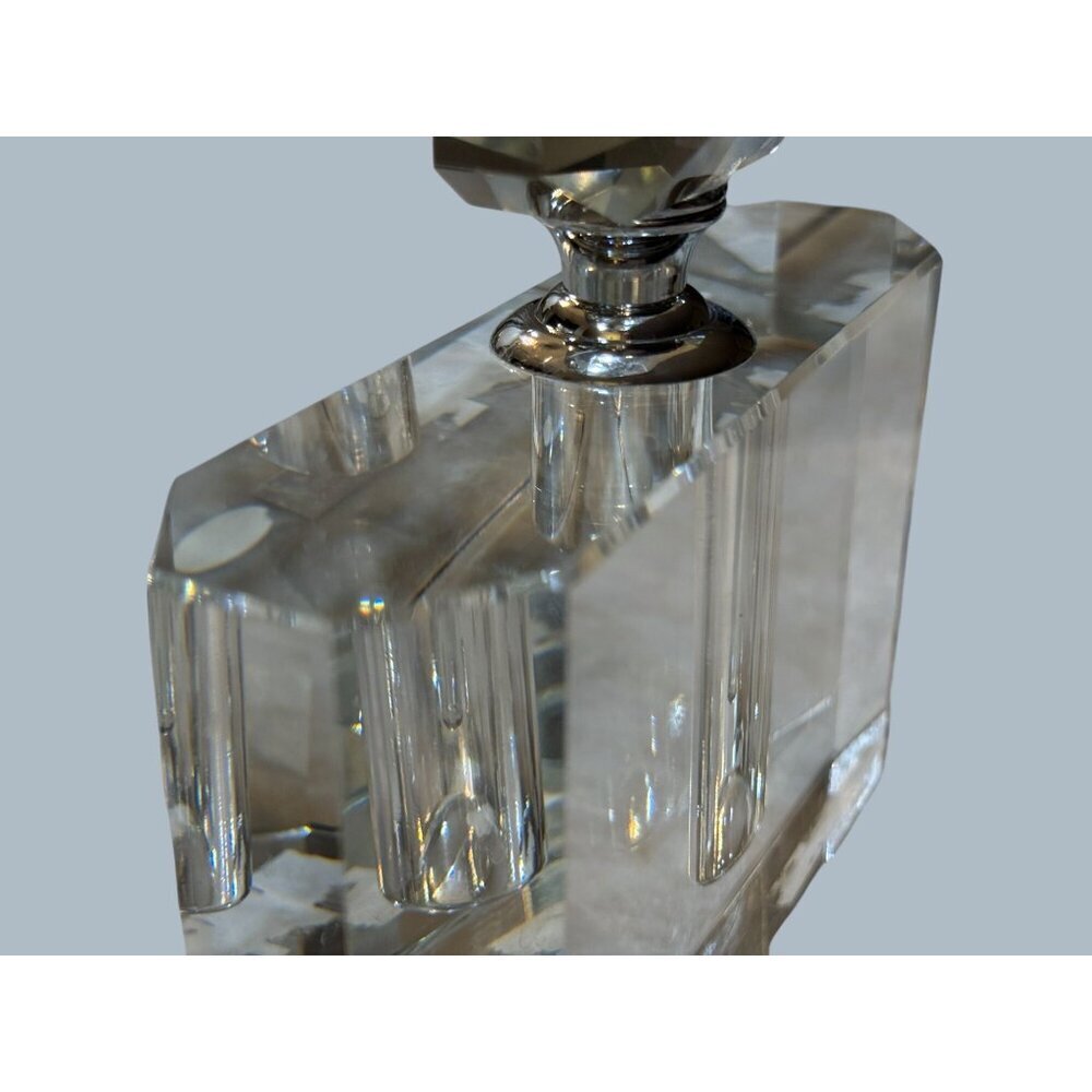 Rectangular Art Deco Hand Cut Crystal Perfume Bottle - Picture 6 of 8